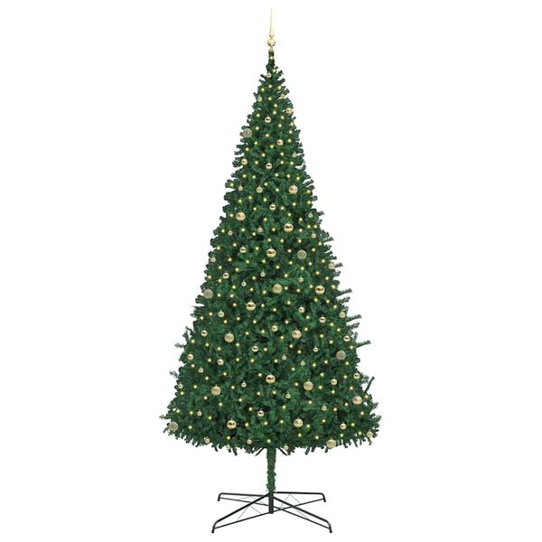 vidaXL Weihnachtsbaum mit dekorativen Lichterketten Gr&uuml;n 400 cm PVC