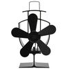 vidaXL Ofenventilator W&auml;rmebetrieben 5 Bl&auml;tter Schwarz
