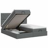 vidaXL Ottoman Bett mit Matratze mit Kopfteil 2 Stk. Dunkelgrau Stoff