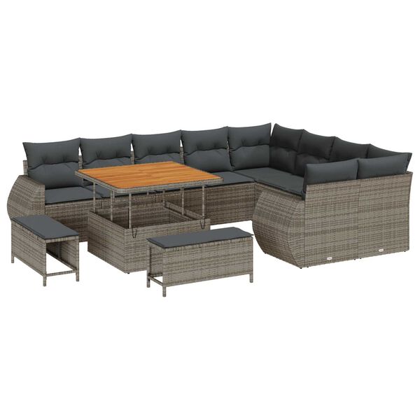 vidaXL Garten-Sofa-Set 12 pcs Grau Poly-Rattan