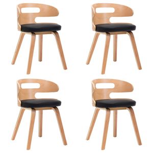 vidaXL Esszimmerst&uuml;hle 4 Stk. Schwarz Bugholz und Kunstleder