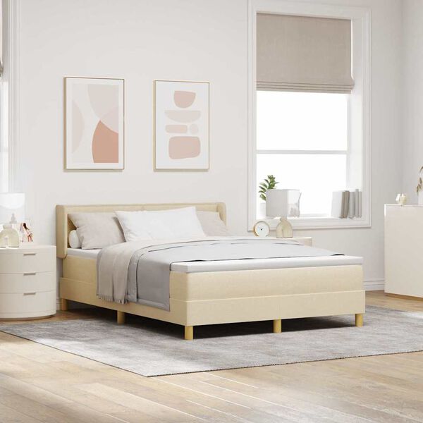 vidaXL Boxspringbett mit Matratze Creme 140 x 190 cm Stoff