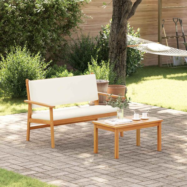 vidaXL Gartenbank mit Kissen Cremewei&szlig; Massivholz Akazie
