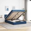 vidaXL Ottoman-Bett mit Matratze & LEDs Blau 140x200 cm Stoff