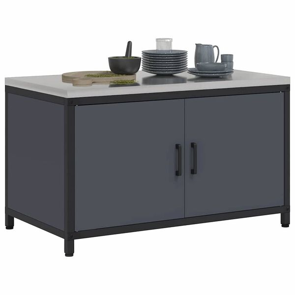 vidaXL K&uuml;chenaufbewahrung mit Regal Anthrazit 60 x 50 x 92 cm Stahl