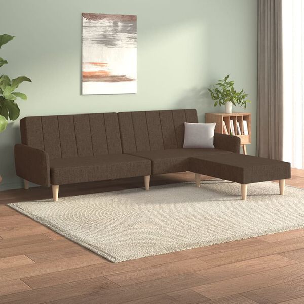 vidaXL Schlafsofa 2-Sitzer mit Fu&szlig;hocker Braun Stoff