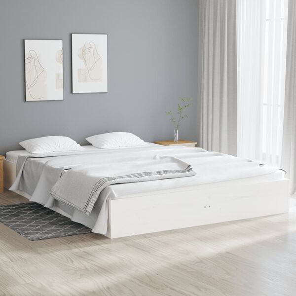 vidaXL Massivholzbett Wei&szlig; 140x190 cm