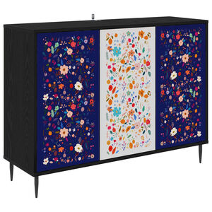 vidaXL Sideboard MAINZ Schwarz Eichen-Optik 102 x 33 x 76 cm