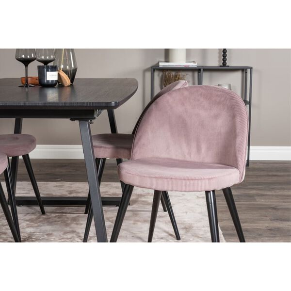 Venture Home Esszimmerst&uuml;hle 2 Stk. Velvet Kord Schwarz und Altrosa