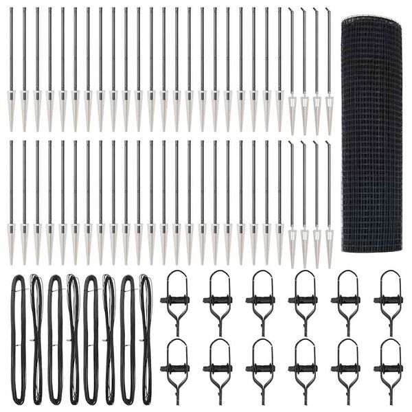 vidaXL Zaunpfosten Grau 100 x 0,5 m (19 x 19 mm Maschenweite)