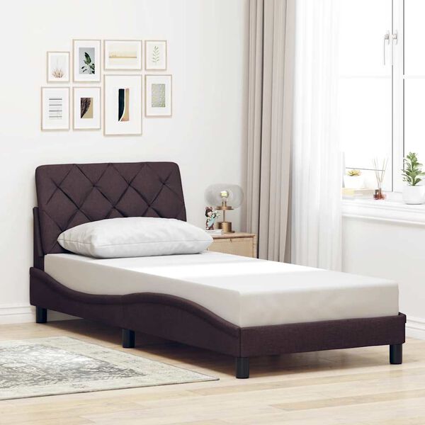 vidaXL Bettgestell mit LED ohne Matratze Dunkelbraun 80x200 cm Stoff