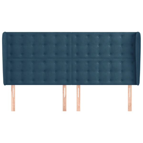 vidaXL Kopfteil mit Ohren Dunkelblau 203x23x118/128 cm Samt