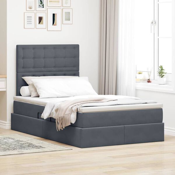 vidaXL Bett mit Stauraum und LED Dunkelgrau 120 x 190 cm Samt