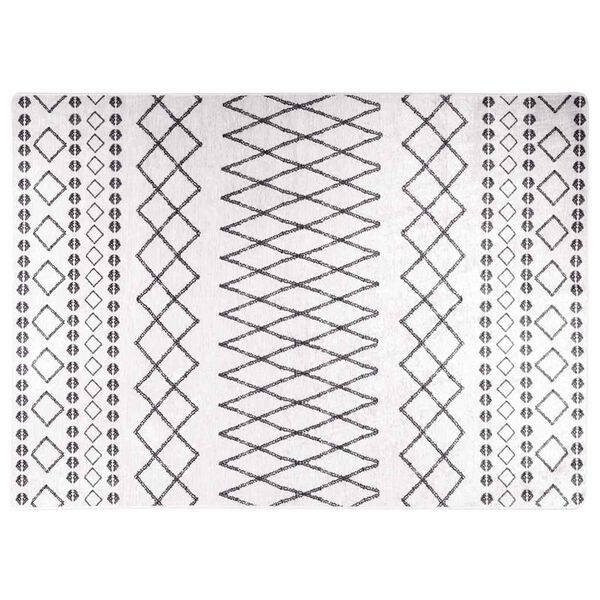 vidaXL Teppich Waschbar Schwarz und Wei&szlig; 120x180 cm Rutschfest