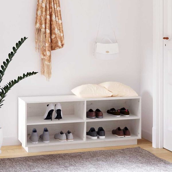 vidaXL Schuhregal Wei&szlig; 110x34x45 cm Massivholz Kiefer