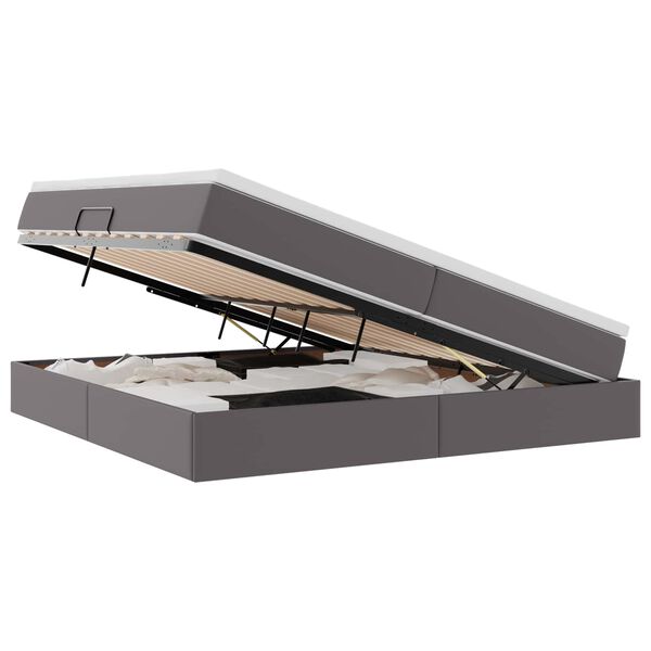 vidaXL Aufbewahrungsbett mit Matratze Grau 200 x 200 cm Kunstleder