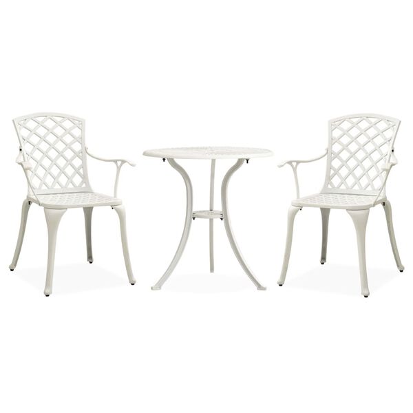 vidaXL 3-tlg. Bistro-Set Aluminiumguss Wei&szlig;