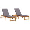 vidaXL Sonnenliege 3 pcs Braun Massivholz Akazie
