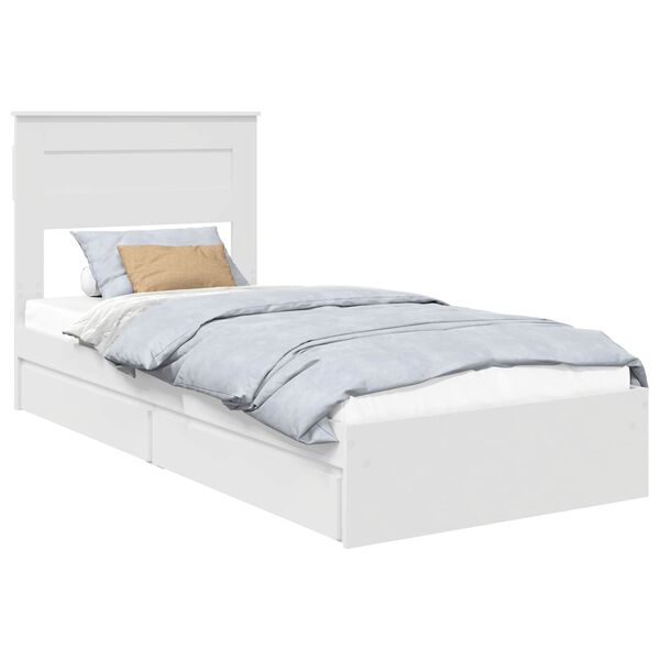vidaXL Aufbewahrungsbett mit Kopfteil Wei&szlig; 90 x 200 cm Holzwerkstoff