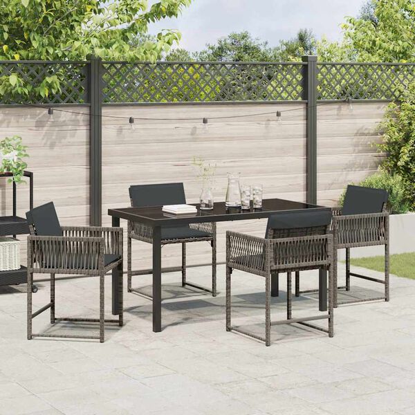 vidaXL Garten Essgruppe 5 pcs Grau Poly-Rattan