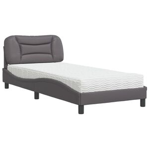 vidaXL Bett mit Matratze "Hvar" Grau 80x200 cm Kunstleder