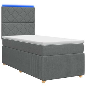 vidaXL LED Boxspringbett mit Matratze Dunkelgrau 90 x 190 cm Stoff