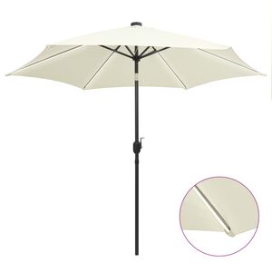 vidaXL Sonnenschirm mit LED-Beleuchtung und Alu-Mast 300 cm Sandwei&szlig;