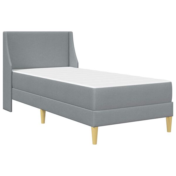 vidaXL Bettgestell mit Matratze Hellgrau 90 x 200 cm Polyester