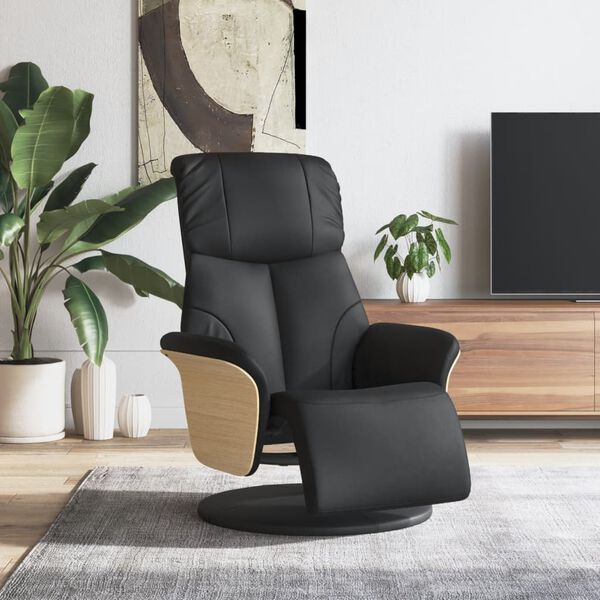vidaXL Relaxsessel mit Fu&szlig;teil Schwarz Kunstleder
