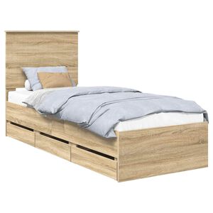 vidaXL Bettrahmen Sonoma-Eiche 75 x 190 cm Ingenieurs Holz
