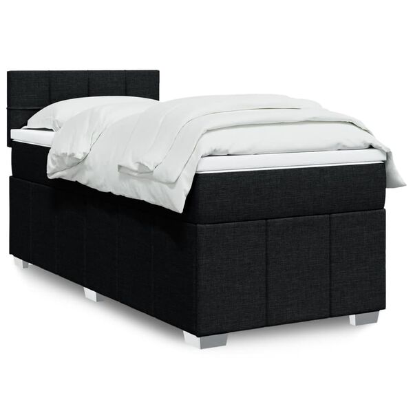 vidaXL Boxspringbett mit Matratze Schwarz 90x200 cm Stoff