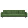 vidaXL Schlafsofa 2-Sitzer mit 2 Kissen Dunkelgr&uuml;n Samt