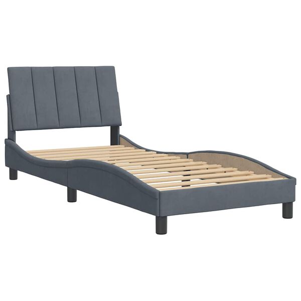 vidaXL Bettgestell ohne Matratze "Hanko" Dunkelgrau 90x200 cm Samt