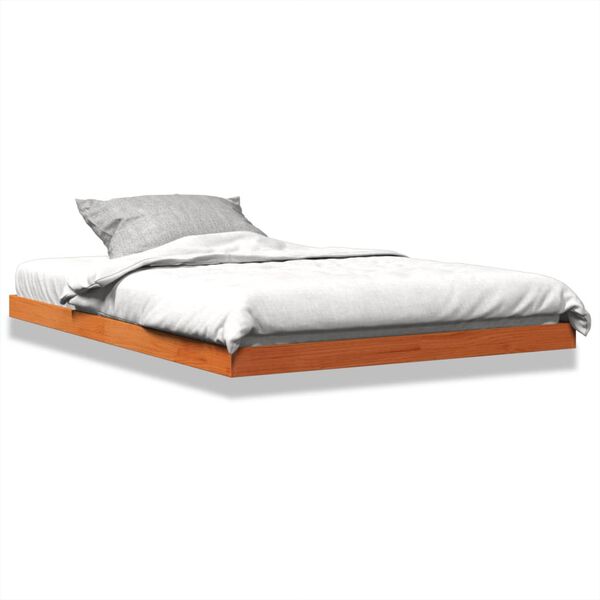 vidaXL Massivholzbett Wachsbraun 135x190 cm Kiefer
