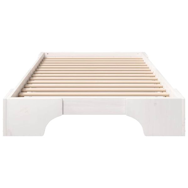 vidaXL Bettrahmen Wei&szlig; 90 x 220 cm Massives Kiefernholz