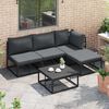 vidaXL Garten-Sofa-Set mit Kissen 4 pcs Schwarz Aluminium