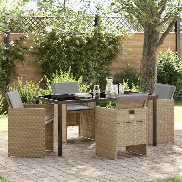 vidaXL Garten Essgruppe 5 pcs Beige Poly-Rattan