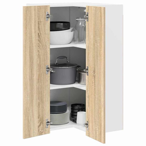 vidaXL H&auml;ngeschrank mit T&uuml;r Sonoma-Eiche und Wei&szlig; 57 x 57 x 100 cm