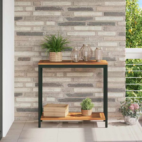 vidaXL Tisch f&uuml;r Outdoor Nat&uuml;rlich und Schwarz 80 x 35 x 75 cm