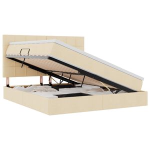 vidaXL Aufbewahrungsbett mit Matratze Creme 160 x 200 cm Stoff