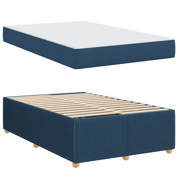 vidaXL Bettrahmen mit Matratze Blau 120 x 200 cm Stoff