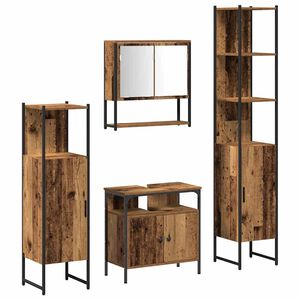 vidaXL Badezimmerm&ouml;bel-Set 4 stk. Altholz 33 x 33 x 185,5 cm