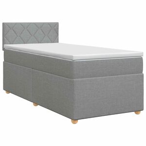 vidaXL Boxspringbett mit Matratze Hellgrau 90 x 190 cm Stoff