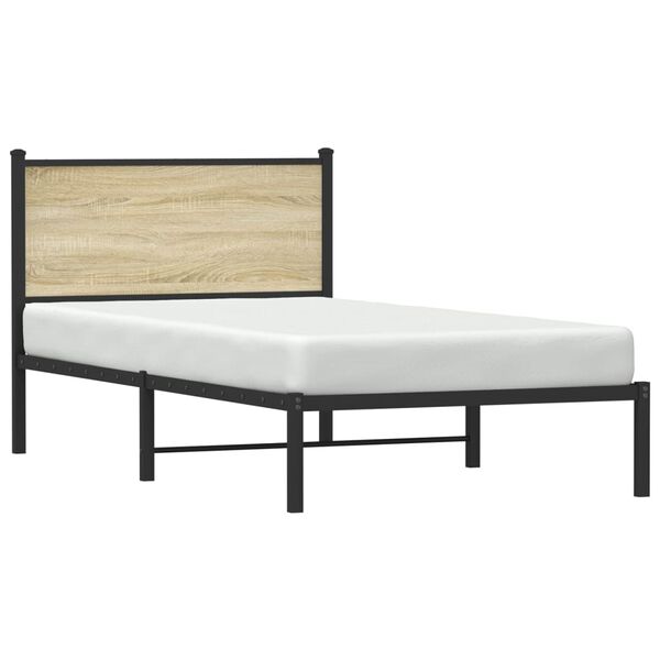 vidaXL Metallbett ohne Matratze Sonoma-Eiche 107x203 cm