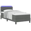 vidaXL Boxspringbett mit Matratze mit LED Dunkelgrau 90 x 190 cm Stoff