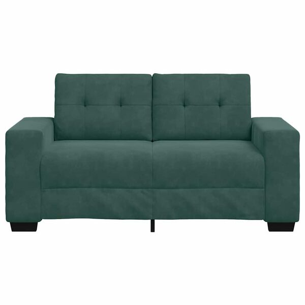 vidaXL | Zweisitzer-Sofa | mit Kissen Dunkelgr&uuml;n Samt