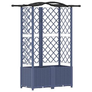 vidaXL Hochbeet mit Rankgitter und Dach Grau 122 x 40 x 138 cm PP
