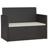 vidaXL Gartenbank mit Kissen Schwarz 105 cm Poly Rattan