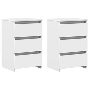 vidaXL Nachttische 2 Stk. Wei&szlig; 40x35x62,5 cm Holzwerkstoff