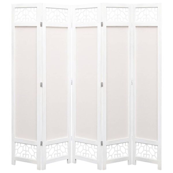 vidaXL 5-teiliger Raumteiler Creme 175 x 165 cm Stoff